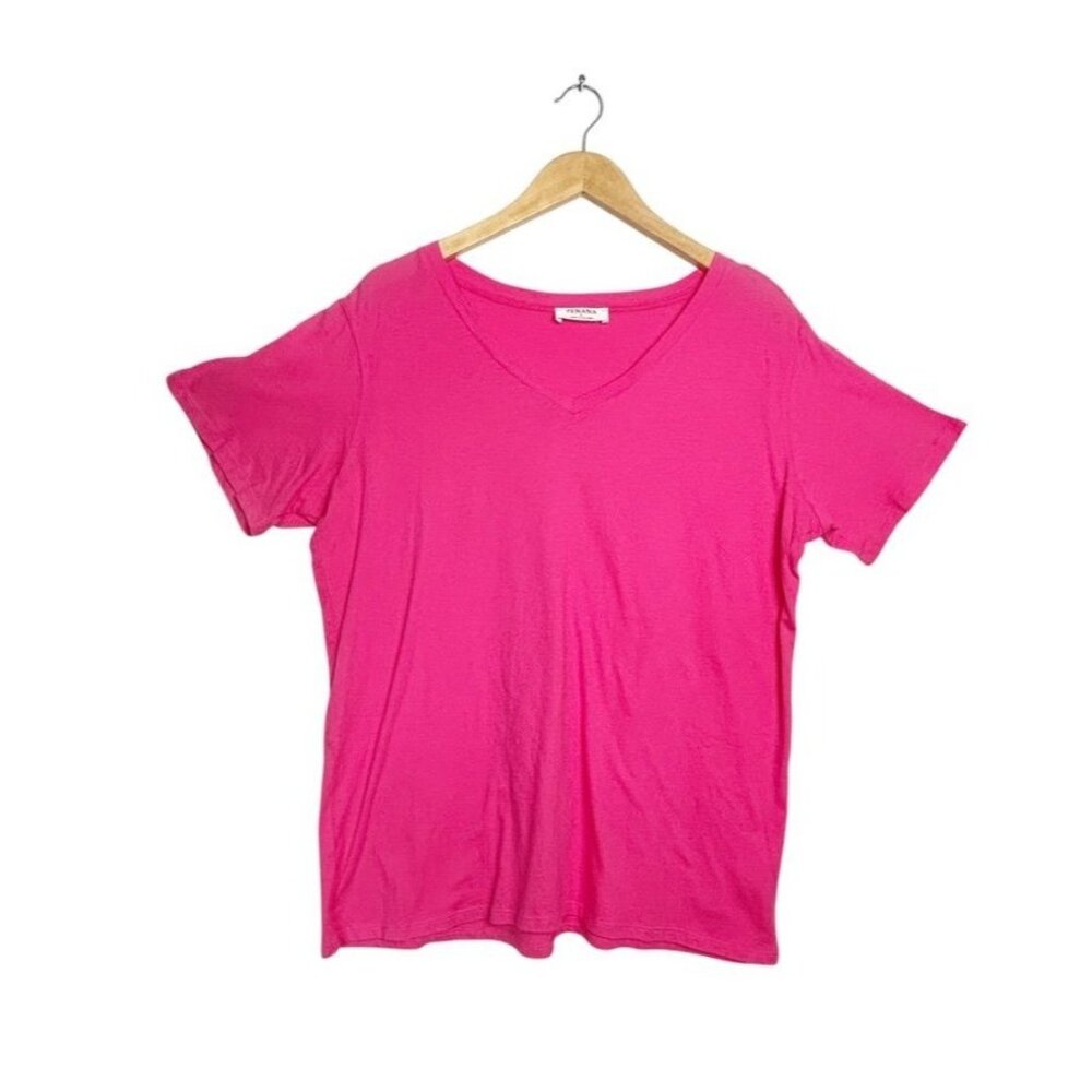 Zenana Women's V-Neck Short Sleeve Tee Shirt in Dark Pink - Sz XL